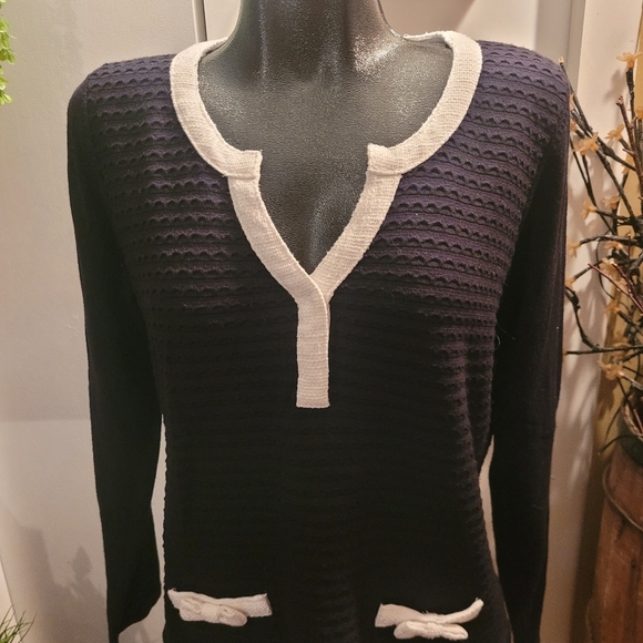 Leo & Ugo Black Long Sleeve Sweater with White Trim 6 - Picture 6 of 7